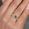 thumbnail image 4 of Gem Stone King 18K Yellow Gold Plated Silver Persian Blue Moissanite and White Moissanite Halo Ring for Women | 0.98 Cttw | Heart Shape 6MM | Gemstone Birthstone | Size 8, 4 of 4
