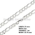 thumbnail image 2 of Mens .925 Sterling Silver Flat Figaro Link Chain Necklace 9MM - 22 inches #CH609s22, 2 of 7