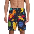 thumbnail image 2 of Rocae Dinosaurs in Space for Men's Soft Sleep Pajama Shorts, Waistband and Pockets, 2 of 9
