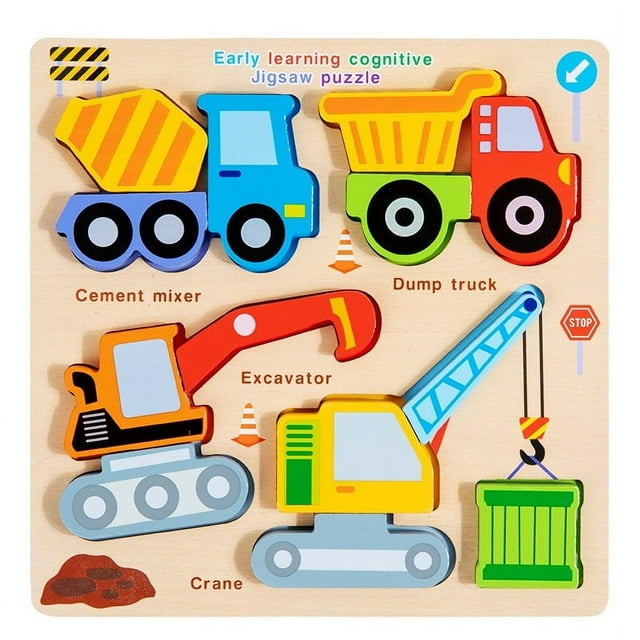 Educational Wooden Transportation Puzzle for Toddlers Early Learning Cognitive Jigsaw with Ship, Rocket, Bus, Plane