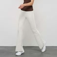 thumbnail image 3 of Blmnix Women Pants Flat Front Cotton Yoga Pants Flare Leggings Bootcut Long Faux Leather Pants for Women,XL, 3 of 4