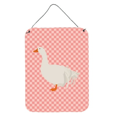 Carolines Treasures BB7902DS1216 Sebastopol Goose Pink Check Wall or Door Hanging Prints