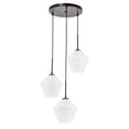 thumbnail image 3 of Indoor Modern Home Decor Bright Ceiling Gene 3 Light Black and Frosted White Glass Pendant, 3 of 7