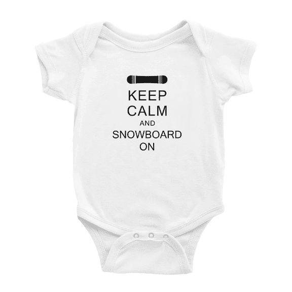 Keep Calm and Snowboard On Funny Baby Bodysuit Boy Girl Unisex