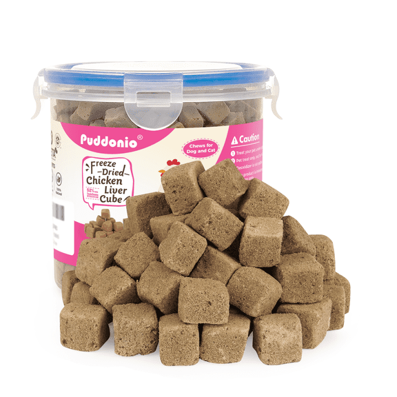 Puddonio Chicken Liver Freeze Dried Cats and Dogs Treats, 6 oz
