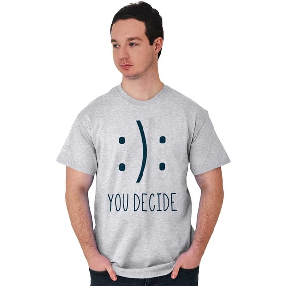 You Decide Happy Sad Emoticon Cute Plus Size Crewneck Graphic Tee Shirt Brisco Brands 2X