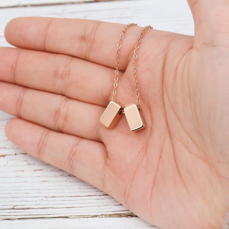 Anavia Step Mom Gift, Gift for Other Mom, Cube Necklace Jewelry Gift, Mothers  Day Gift, Birthday Gift for Her,Two Cube Necklaces with Wish Card [1 Silver  & 1 Rose Gold] 
