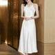 thumbnail image 1 of ALSLIAO - Vestido de mujer de satén sintético de seda, con tirantes, sexy, con escote en V, para fiesta, color blanco, talla L, 1 of 8