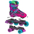 Roller Derby Sprinter Girl's Youth 2in1 Quad Roller and Inline Skates Combo, Neon Zebra (Size