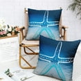 thumbnail image 6 of Blue and White Linen Pillow Covers 16x16 Set of 2 Coastal Beach Style Throw Pillow Covers Big Starfish Square Cushion Covers for Outdoor Living Room Home Decor, 6 of 6