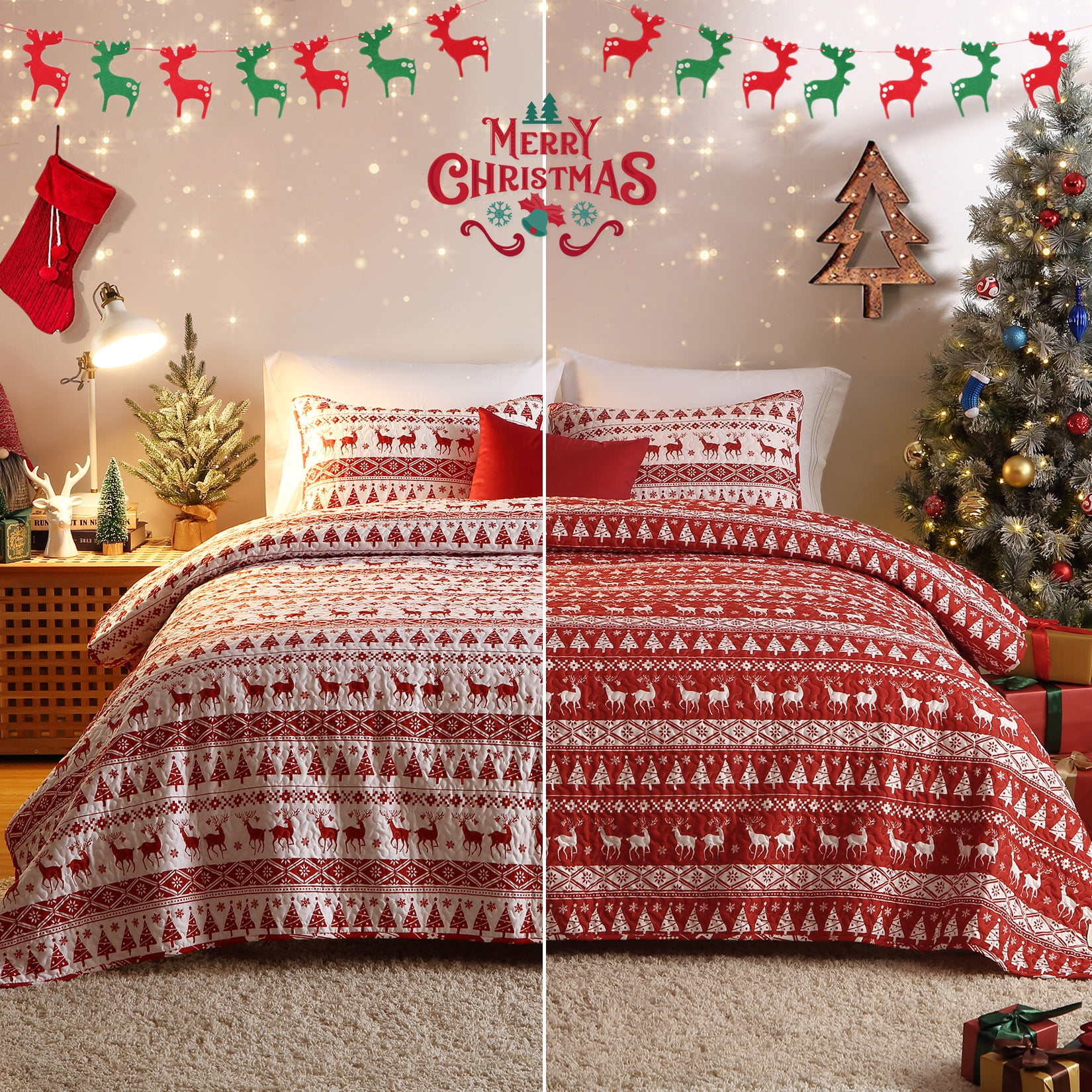 Greenland Home Gingerbread Lane Reversible Holiday Quilt Set – Full/Queen 3-Piece - View #7