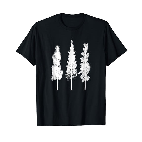 Trees Graphic Design Nature Lover Environmentalist Crew Neck Black T-Shirt