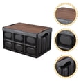 thumbnail image 1 of AURARMLET 1Set Black Wooden Rectangular Folding Storage Box For Home Organization 11.8X11X9In, 1 of 7