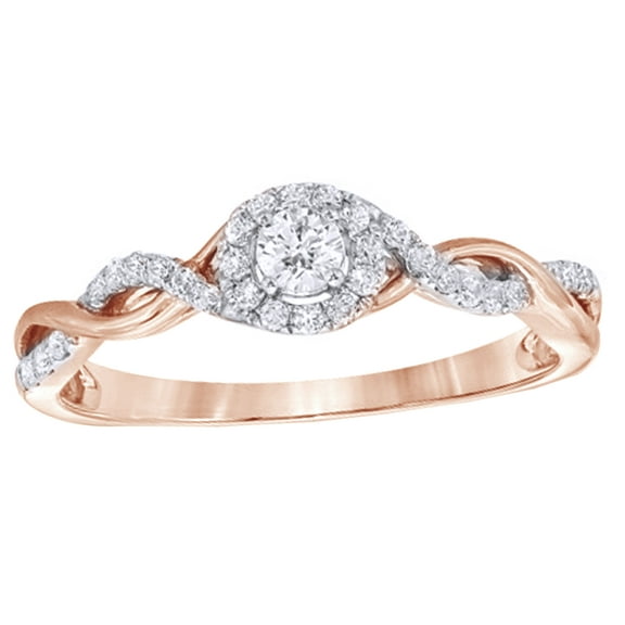 AFFY White Natural Diamond Entwined Promise Ring in 10K Rose Gold