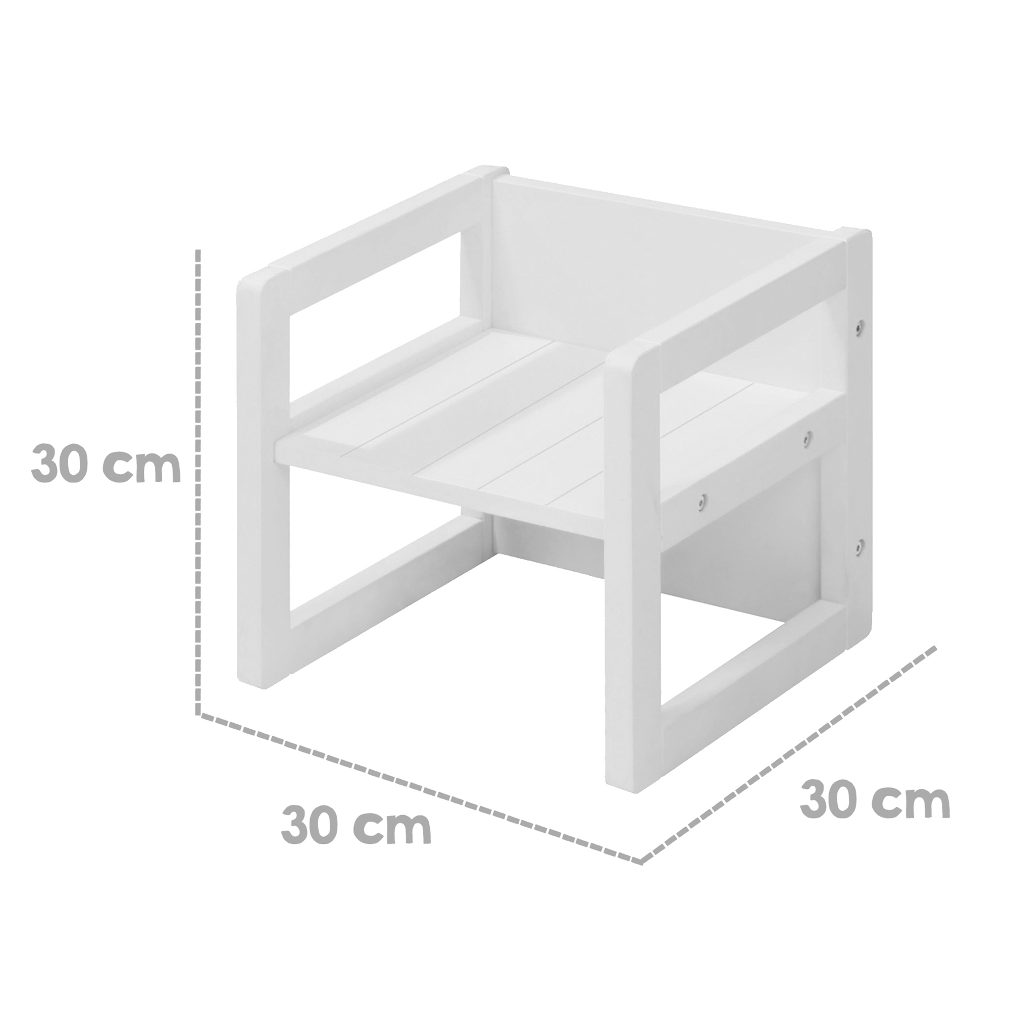 Roba: Country-Farmhouse Children's Chair in White Wood- Adjustable Seat Height, Converts Into a Table, Toddlers Ages 2+
