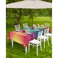 thumbnail image 4 of Fsddascl Colorful Plaid Outdoor Tablecloth - 60x120 Inch Rectangle Dining Table Cover, Modern Chic Rainbow Gradient Striped Waterproof Outdoor Table Cloth with Umbrella Hole & Zipper for Patio, 4 of 7
