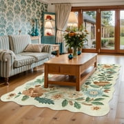 Moynesa 5x7 Floral Living Room Rugs, Area Rugs 5x7ft Rug for Bedroom Ultra-Thin Soft Rug, Non-Slip Washable Rugs Stain Resistant Boho Rug Low-Pile Throw Rug for Dining Room Office,Beige