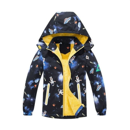 XQYLOS Kids Boys Lightweight Rain Jacket Waterproof Camouflage Hooded Windbreaker Zipper Coat for Hiking Outdoor Activities