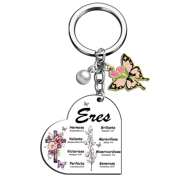 Christian Gifts for Women, Inspirational Bible Verse Keychain with Cross and Butterfly Charm, Religious Appreciation Keepsake Present for Mom, Wife, Her