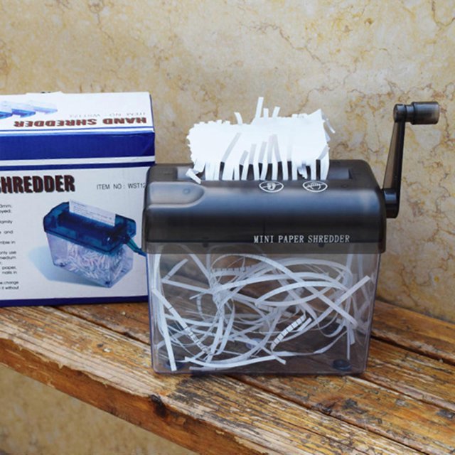 Mini trituradora de papel A6, multifuncional, manual, para facturas y documentos de oficina.
