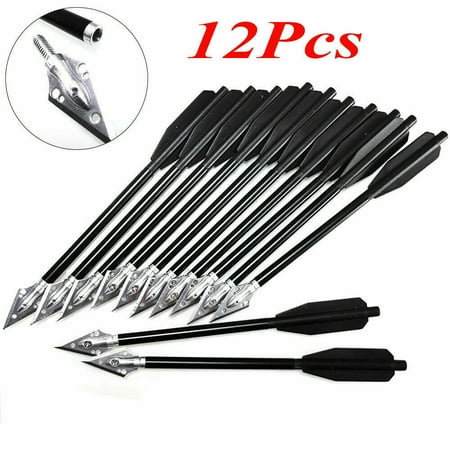 12PCS 6.5 Aluminum Crossbow Arrows W/Broad-head Crossbow Bolts