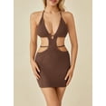 thumbnail image 3 of Elippeo Women Halter Bodycon Mini Dress, Sleeveless Tie Backless Hollow Out Knit Beach Dress, 3 of 9