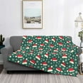 thumbnail image 2 of Uemuo Santa Hat Joy Green Festive Printed Throw Blanket for Couch, Fluffy Fuzzy Blankets for Bed, Sofa, Cozy Flannel Faux Fur Blanket-40"x30", 2 of 6