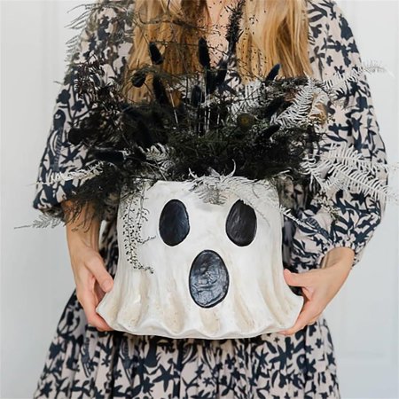 1pc Ghost Vase Gifts, Cutest Ghost Bucket for Halloween, Funny Ghost Face Planter, Ghost Candy Bowl Decoration, Candy Bucket Outdoor Garden Decoration