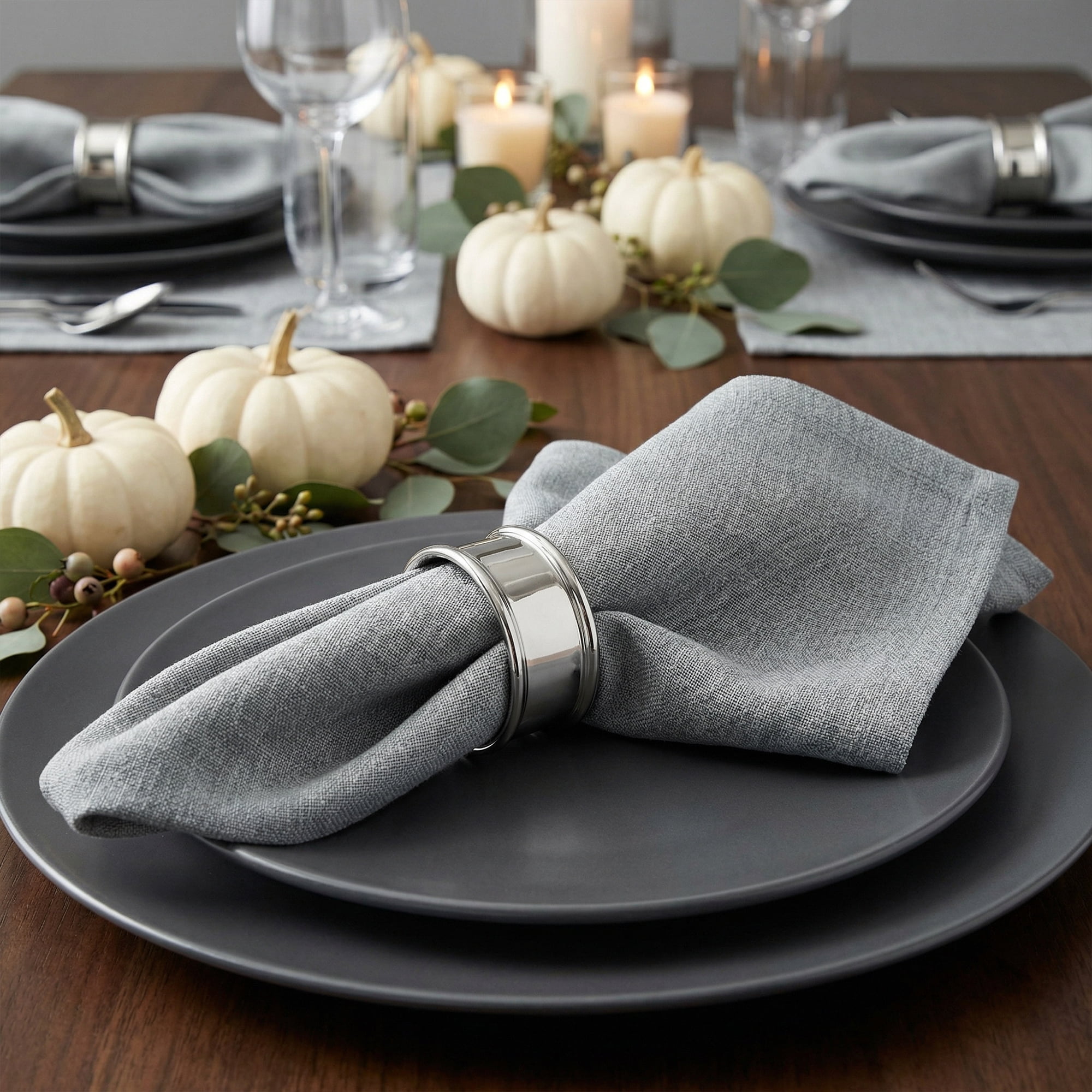 Unique Bargains 6Pcs Dinner Use Cotton Cloth Napkins Smoky Gray 20x20inch