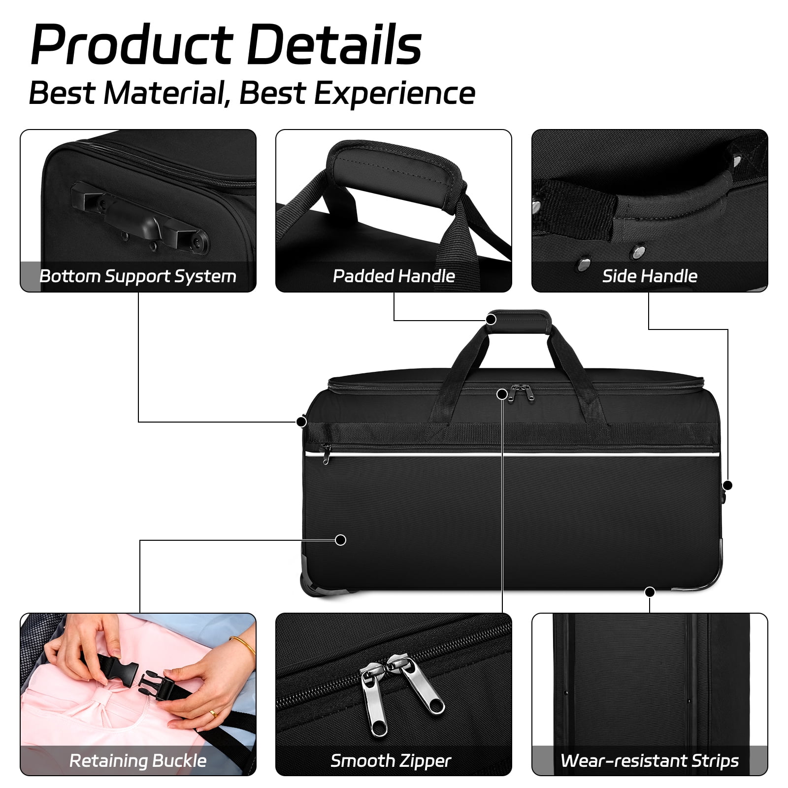Dance Bag with Garment Rack, 28" Rolling Dance Competition Bag for Shows,Travel and Performances