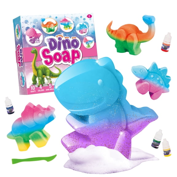 Eduman Dino Soap Making Kit ,Glitter Soap Craft Kit, Creativity Fun Toy, Science Kit for Child Age 6-8