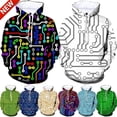 thumbnail image 4 of Sudadera con capucha para hombre y mujer, con estampado completo de circuito, cuello redondo, informal, de talla grande, para otoño e invierno, 4 of 5