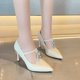 thumbnail image 2 of Nuevas sandalias con correa puntiaguda, zapatos de verano para mujer, zapatos de mujer de tacón ajustado con hebilla a la moda Sexy para mujer, zapatos para mujer 38 Gao Jinjia LED, 2 of 2