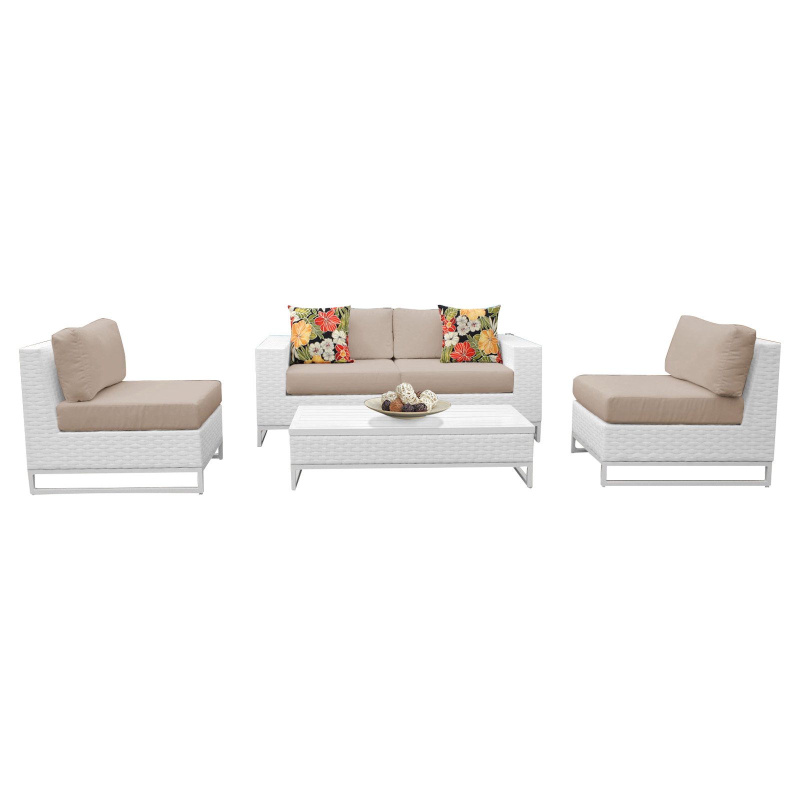 TK Classics Miami Wicker 5 Piece Patio Conversation Set with Armless Chairs - image 1 of 3