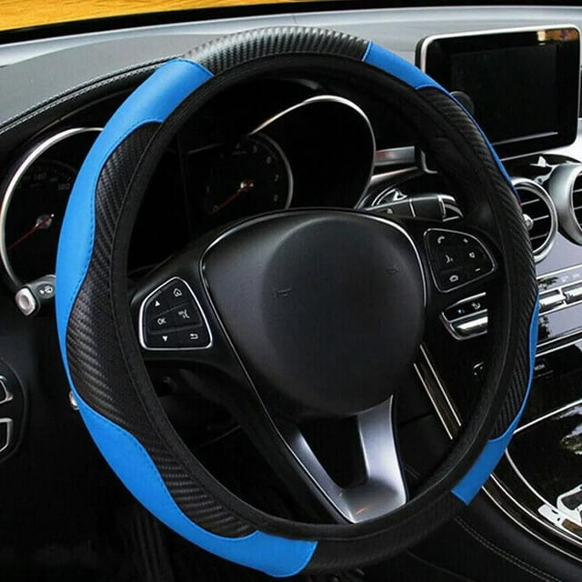 Microfiber Leather Steering Wheel Cover, Universal 15 Inch Diameter, Anti Slip Grip, Easy Install No Tools, Decorative & Protective Car Accessory
