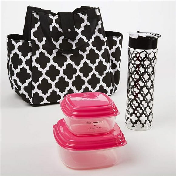 Medport 989FF456 Sac à Lunch Isotherme Kit avec Ensemble de Conteneurs Frais et Bouteille d'Eau à Motifs