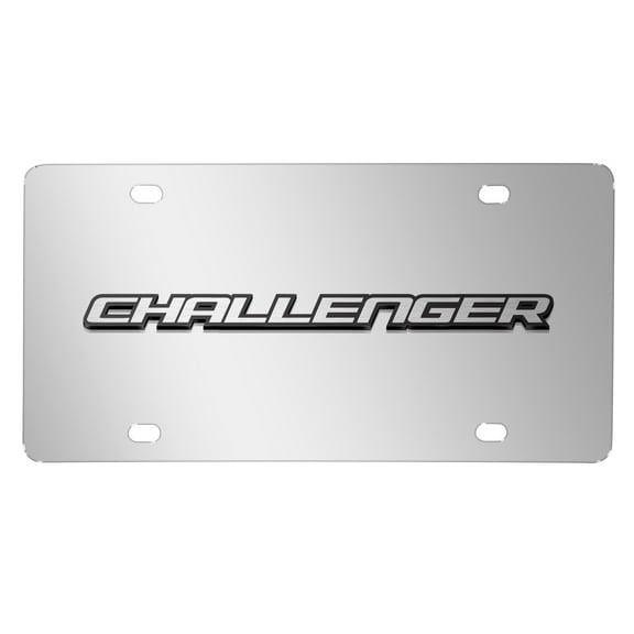 Dodge Challenger 3D Nameplate Mirror Chrome Stainless Steel License Plate