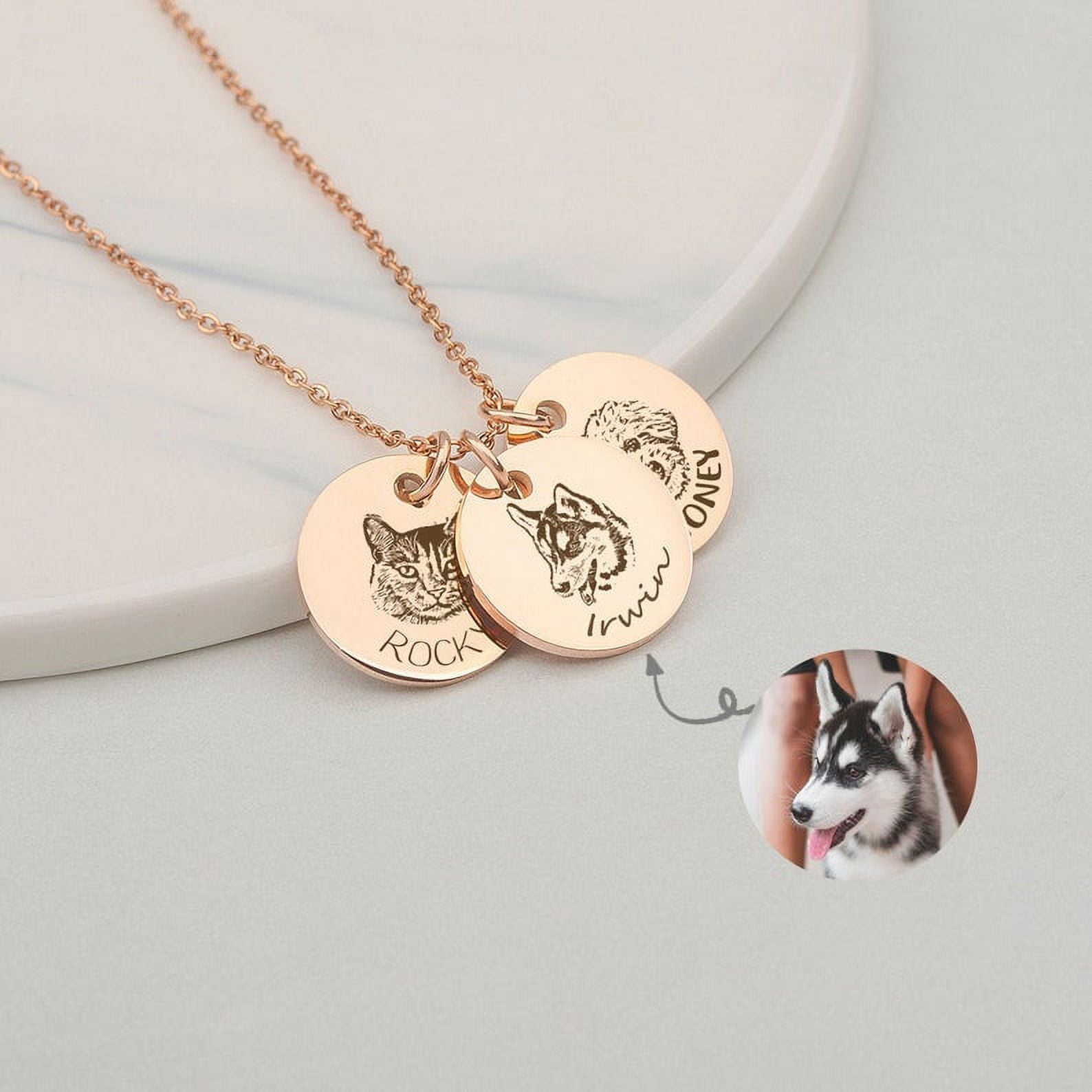 Fatcatjoy Custom Custom Necklaces cat tag Kitten tag Engraved