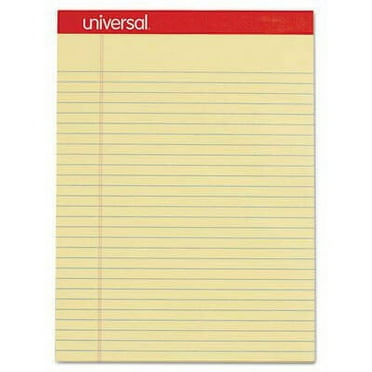 Universal Perforated Ruled Writing Pads, Wide/Legal Rule, Red Headband, 50 Canary-Yellow 8.5 x 11.75 Sheets, Dozen (10630)