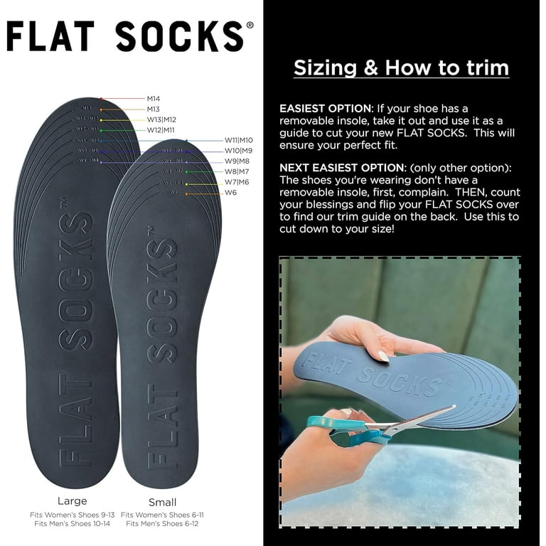FLAT SOCKS Multi-Color No Show Socks, Sockless Shoe Liner, No Slipping, No  Stinking, Washable Barefoot Shoe Insert Small Rainbow 