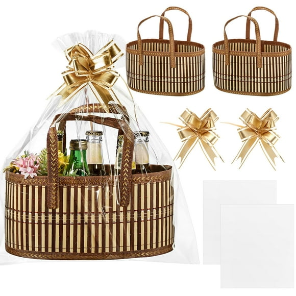 Juego de cestas de regalo Reallnaive Woven Bamboo 30x20x16 cm