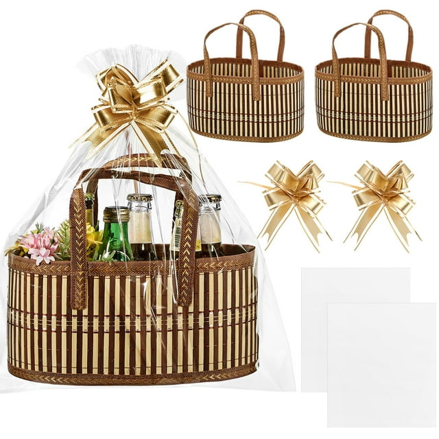 Juego de cestas de regalo Reallnaive Woven Bamboo 30x20x16 cm