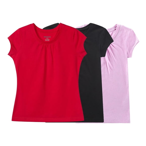 Bienzoe Girl's Breathable Quick-Dry T-Shirt Pack-F 14/16