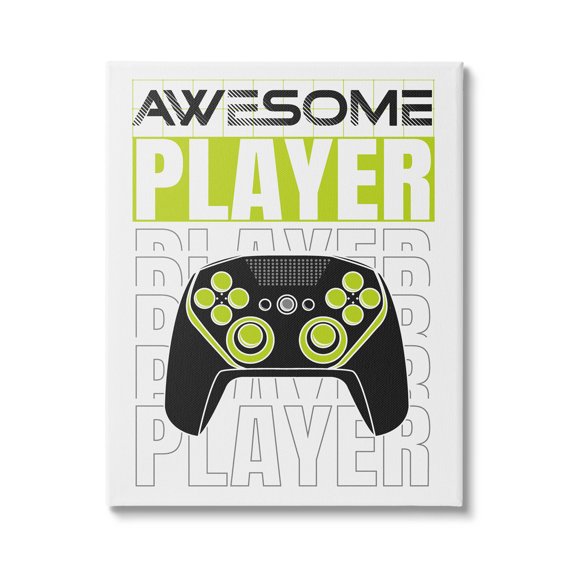 Awesome Player Gaming Controller Art for Kids Graphic Art Gallery Wrapped Canvas Print Wall Art
