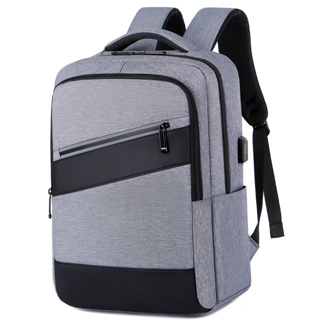 Mochila para portátil de viaje, mochilas para la escuela, la universidad, los adolescentes, mochila para mujeres y hombres con puerto de carga USB, gris claro