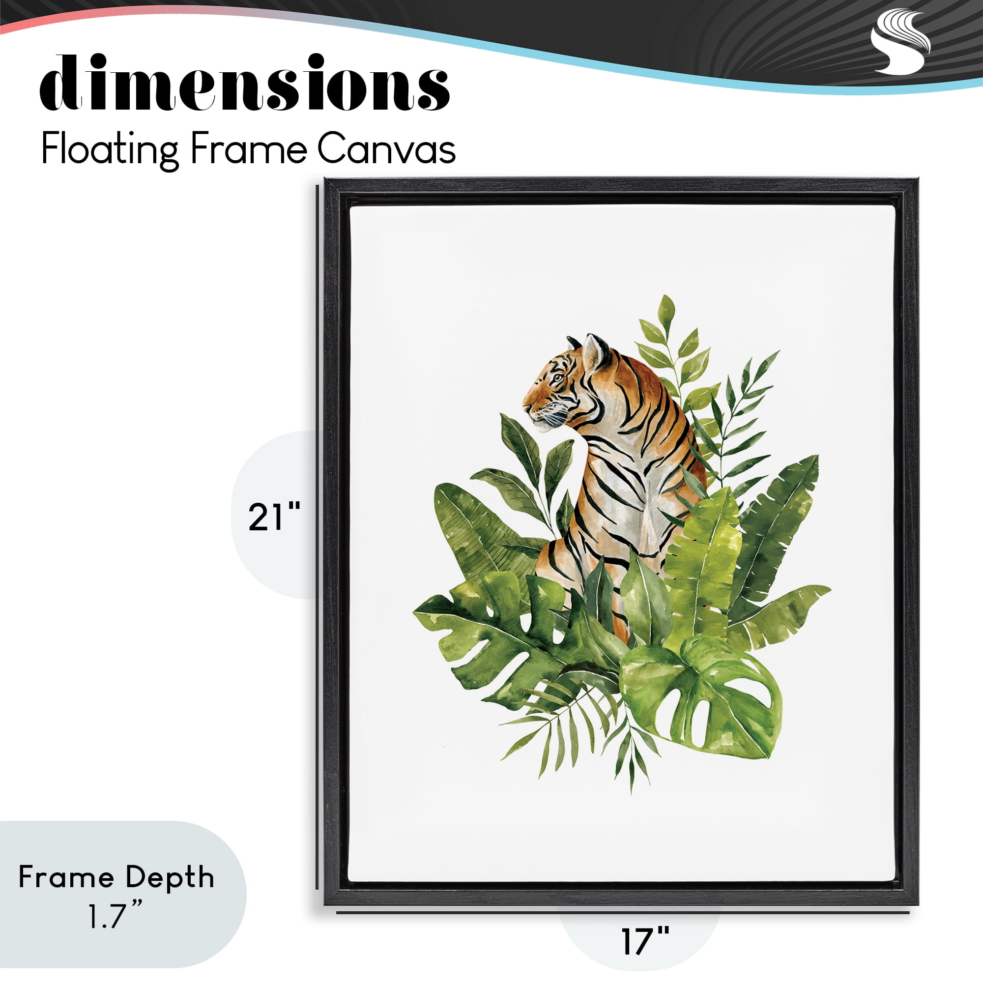 Stupell Industries Exotic Jungle Tiger Black Framed Floater Canvas Wall Art, design by Bethany Sandoval