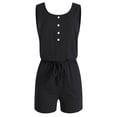thumbnail image 4 of Mono sin mangas Sunloudy para mujer, mono de color liso con cuello en U y botones con cordón y bolsillos Sunloudy  S M L XL, 4 of 9