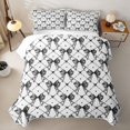 thumbnail image 2 of Erosebridal Sketch Lattice Bow Quilt King for Women Girls, Black Heart Diamond Ribbon King Coverlet Set, 3-Piece, 2 of 7