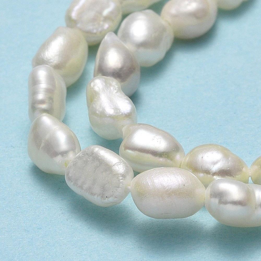 3 Strand Natural Cultured Freshwater Pearl Beads Strands Keshi Pearl Beads Two Sides Polished Linen 5~6x4~4.5x3mm Hole: 0.6mm