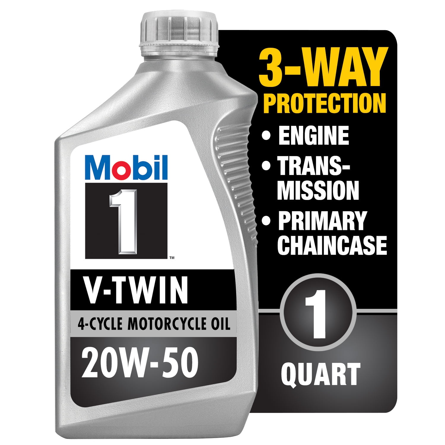 Mobil 1 V-Twin Full Synthetic Motorcycle Oil 20W-50, 1 qt